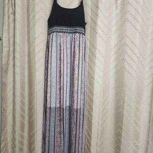 Maurices Black Bodice Striped Floral Maxi Dress